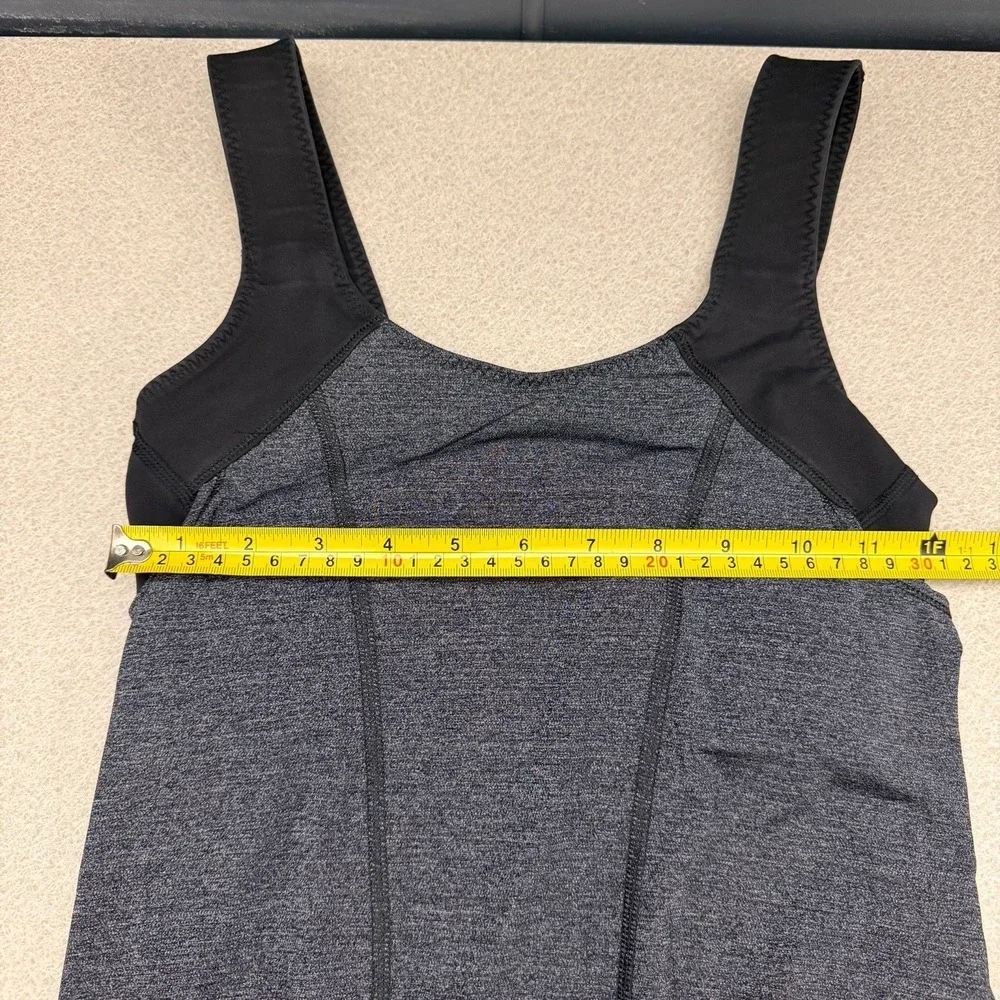 Lululemon Athletica Women Tank Top Built in Bra Gray‎ Black Ruched Size 4